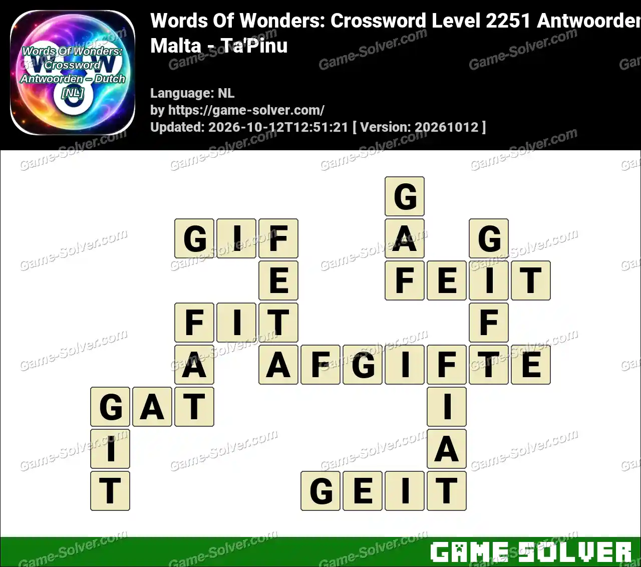 Words Of Wonders: Crossword Level 2251 Antwoorden – Malta – Ta’Pinu